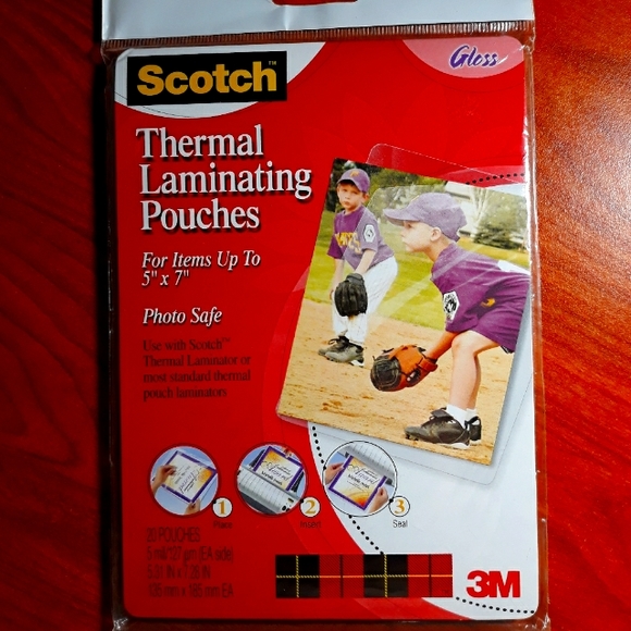 3M Scotch Thermal Laminating Pouches - 5 Mil Thickness, 7x5 Inches, 20 Pack